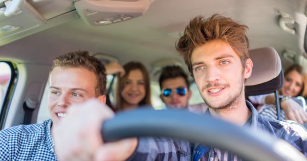 Teen driver with friends