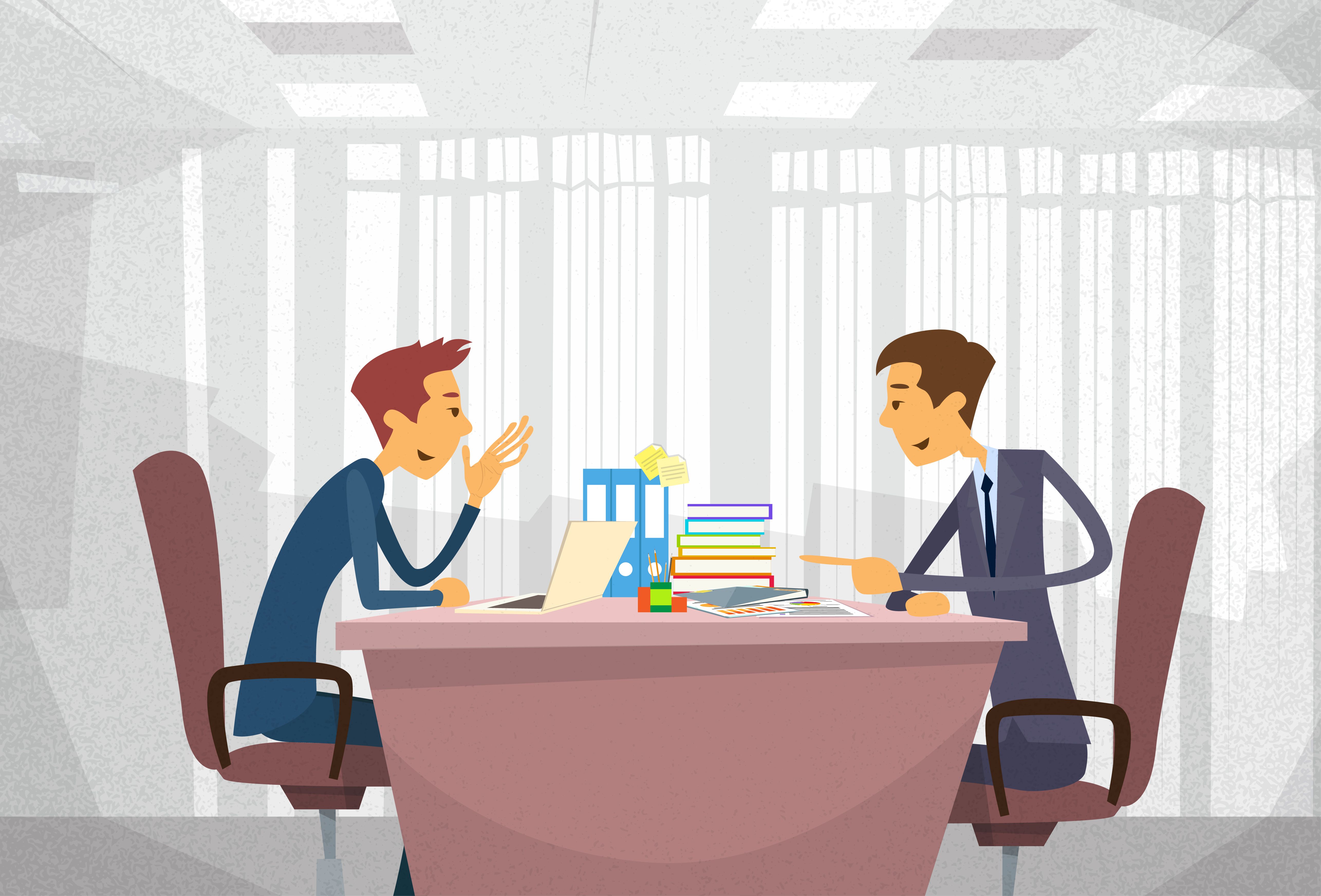 vector illustration of work meeting with boss