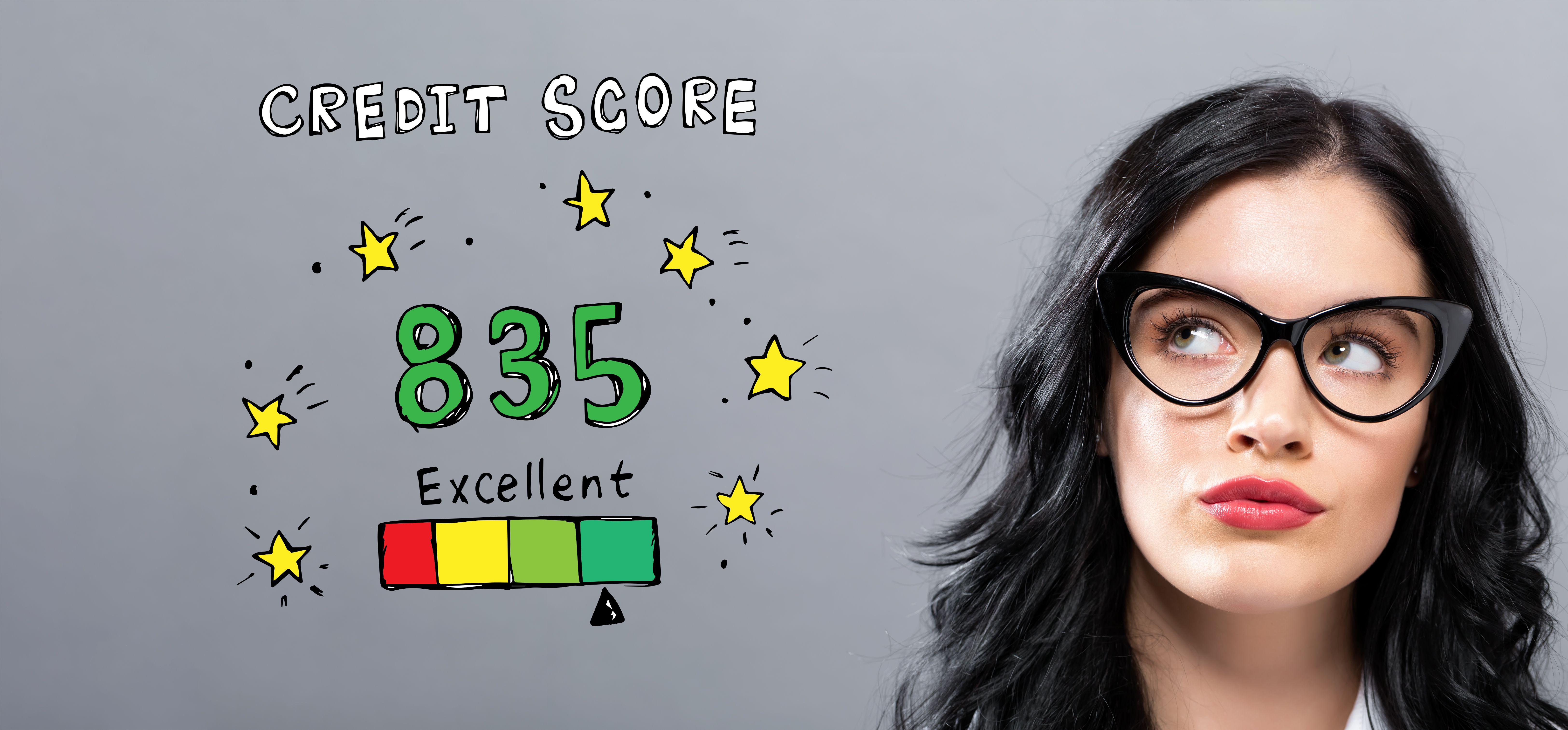 Young woman with excellent credit score