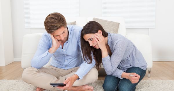 Young couple worried about finances